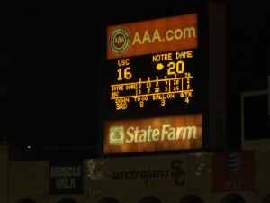 Notre Dame Beats USC Scoreboard